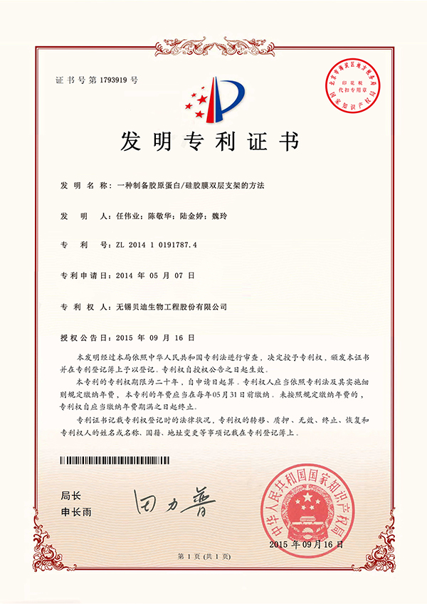 A preparation of collagen protein/silicone membrane double stents